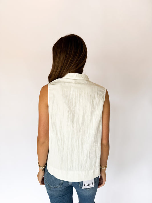 THE GRACIE COLLAR TOP - WHITE