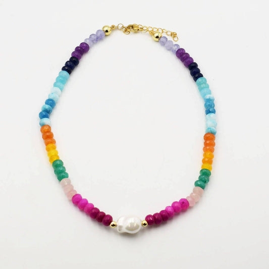 Colorful Gemstone with Pearl