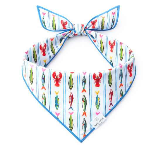 Coastal Fish Striped Dog Bandana: S/M