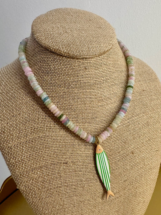 Multi Color Beaded Fish Necklace