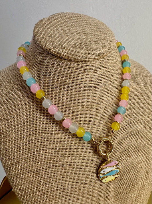 Multi Color Beaded Necklace With Fish Pendant