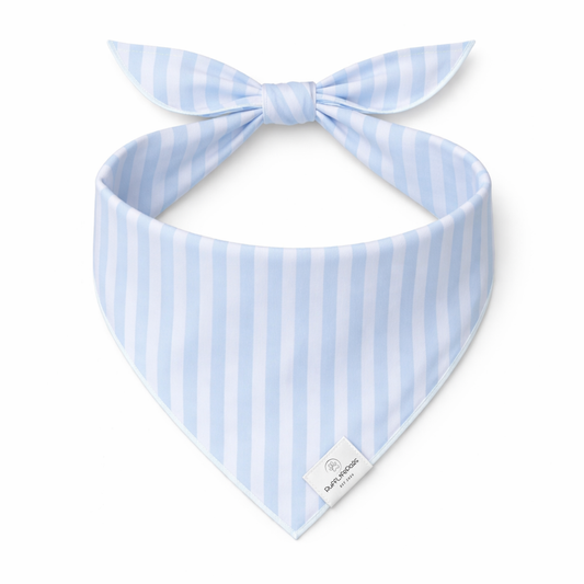 Light Blue Striped Dog Bandana: L/XL
