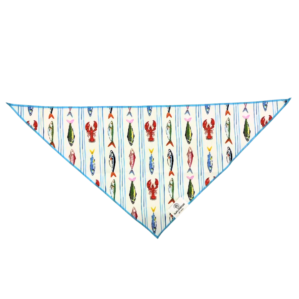 Coastal Fish Striped Dog Bandana: L/XL