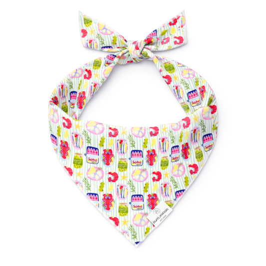 Lobster, Shrimp, Sardines Dog Bandana: L/XL